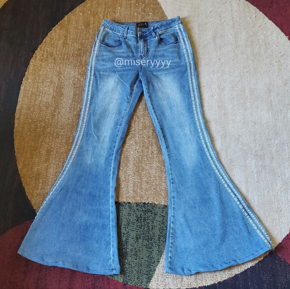 *ALTERED* DEADSTOCK  Dolls Kill Light Blue Flare Jeans